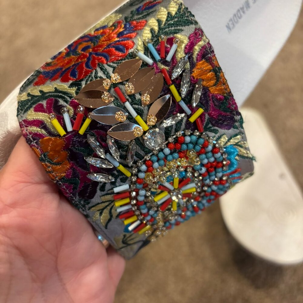 Steve Madden SPARK Beaded Slides 8 women's multicolored beautiful floral - Picture 5 of 8